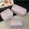 Bolsa de maquiagem fofa de bolinhas cor-de-rosa, grande capacidade, essencial para viagens de mulheres, bolsa de mão multifuncional portátil