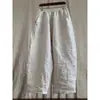 Pantalones Anchos de Algodón Lino con Pliegues Estilo Verano Delgado para Mujer 2026 Nuevo Talla Grande Sueltos de Lino Cortos de Guadaña
