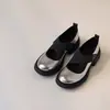 Versión de Piel de Vaca~Zapatos Mary Jane de Suela Gruesa para Mujer, Bailarinas Retro con Tira Cruzada, Zapatos Negros de Cuero con Punta Redonda para Commuter