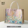 Bolsa Tote de Linho Impermeável em Estoque, Personalizável com Logo, Bolsa de Lona Pintada a Óleo, Bolsa de Compras de Lona Personalizada, Bolsa de Mão Ecológica
