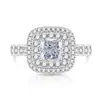 Anillo de Alta Calidad con Flor de Hielo de Piedras Preciosas de Colores, Muy Popular en Tiktok para Mujeres, Anillo Súper Brillante con Diamante de Alto Carbono Corte Princesa, Dropshipping para Transmisiones en Vivo