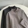 Camiseta de Polar Rayada de Cuello Alto Suave y Lisa, Engrosada y Cálida, Hecha de Terciopelo Alemán, Adecuada como Capa Base, Top Elegante y Juvenil