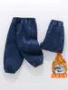 Pantalones vaqueros de retazos para niño, forro polar, estilo coreano, mono de pana casual para niños, para bebés y niños pequeños, calidad de exportación