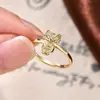 Anillo de Diamante de Moda de Lujo Ligero Chapado en Oro de 14K, Anillo Brillante y Elegante, Anillo Lindo Estilo Animal Búho, Accesorio Personalizado