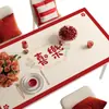 Mantel Rojo de Año Nuevo, Impermeable, Resistente al Aceite, No Lavable, Mantel Antiescaldado, Mantel Protector de Mesa de Centro con Ambiente Festivo