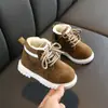 Novas Botas Martin Infantis Versáteis e da Moda, Botas de Neve de Algodão com Forro de Lã, Botas de Couro da Moda Estilo Coreano para Meninas