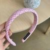 Faixa de cabeça xadrez rosa feminina estilo coreano, alta pressão craniana, xampu para cabelo, joias para sair, todos os acessórios de cabeça fofos e doces