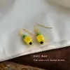 Nuevos Pendientes de Cerámica Amarilla Estilo Chino Simples Versátiles Cuadrados Geométricos Tachuelas Pendientes Estilo Nacional Temperamento Artístico Pendientes para Mujeres Venta al por Mayor