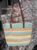 Bolsa Tote Nova Cor Risca Comércio Exterior Bolsa de Ombro Fresca Artística Bolsa de Ombro de Palha com Corda de Cânhamo Cor Doce