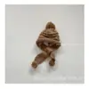 Gorro con Bufanda de Punto para Niños con Protección para las Orejas, Gorro de Algodón Espeso, Resistente al Frío y al Viento, Gorro de Bola de Lana para Niños y Niñas