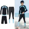 Roupa de Neoprene Feminina Manga Longa Roupa de Banho Secagem Rápida Roupa de Surf Dividida Proteção Solar Roupa de Água-viva Casal Tamanho Grande Roupa de Banho Masculina de Praia