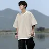 Camiseta de hombre suelta de manga corta, estilo falso dos piezas, camiseta de verano con bloques de color de manga corta, manga tres cuartos, cuello Henley juvenil, estilo ligero