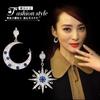 Pendientes de plata de ley s925 con temperamento de estrella y luna, pendientes asimétricos de diamantes, joyería coreana de plata de ley que combina con todo.