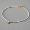 Colar Curto com Pingente de Flor de Zircônia Irregular, Pérola Sintética, Design Elegante Francês de Nicho, Simples e Delicado