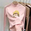 Ropa interior térmica para niñas: Colección Otoño/Invierno 2026, cuello semi-alto, camiseta de manga larga cepillada, top térmico de forro polar para niños