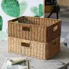 Cesta de armazenamento de rattan sintético roupas sujas brinquedos lanches artigos diversos cesta de armazenamento de bambu tecido doméstico sala de estar armário de TV desktop inteiro