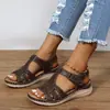 Sandalias Cruzadas para Mujer Europeas y Americanas, Cuñas Ligeras y de Moda, Sandalias Cómodas Retro Cosidas de Primavera para Mujer, Venta al por Mayor Tallas Grandes