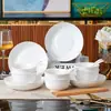 Juego completo de vajilla para el hogar, cuencos y platos de cerámica aptos para alimentos, cuencos de porcelana blanca, cuencos para arroz, envío transfronterizo, venta al por mayor, directo de fábrica