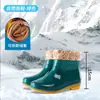 Botas de Lluvia para Mujer, Impermeables de Media Caña, Botas de Lluvia Antideslizantes de Caña Alta, Botas de Lluvia Calientes para Adultos de Caña Corta con Forro de Algodón para Cocina