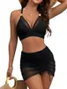 Traje de Banho Sexy de Renda Franzida de Cintura Alta Estilo Novo Europeu e Americano Cor Sólida 2026 Moda Feminina