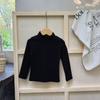 Camiseta de Algodón Lisa de Manga Larga para Niños 2026, Camiseta Base para Primavera y Otoño, Niños y Niñas, Cuello Alto Medio, Parte Superior Cepillada y Engrosada