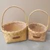 Cesta de Mão Quadrada Redonda Trançada Pequena Cor de Madeira Fresca Cesta de Armazenamento Cesta Trançada à Mão de Lascas de Madeira Personalizadas