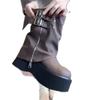 Botas de Moda Coreanas de Punta Redonda, Botines Cortos de Suela Gruesa para Mujer, Diseño de Hebilla en Punta Redonda, Elegantes Botines Versátiles Slip-On con Cremallera, Elegantes