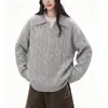 Suéter de dos piezas splicing estilo POLO retro, unisex, nuevo estilo otoño e invierno, tejido casual y de alta gama para parejas