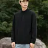 Sudadera de terciopelo alemán con media cremallera para hombre, amigable con la piel para otoño e invierno, camiseta básica de manga larga con cuello alto a la moda, top casual de color liso para exteriores