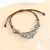 Pulseira Trançada com Contas de Cerâmica Borboleta para Meninas Estilo Chinês Novo Retrô Pulseira de Cerâmica Barraquinha de Atacado Joias