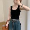 Chaleco Americano Retro de Cuello Cuadrado en Forma de I para Mujer con Tirantes Anchos para Cubrir los Senos Laterales, Estilo Corto de Verano, Hottie de Lujuria Pura