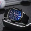 Novo Relógio Azul com Vidro Anti-Luz Azul Formato de Barril Mostrador Grande Relógio Masculino Relógio de Quartzo Moderno Fabricante de Relógios Masculinos Venda por Atacado
