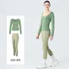 Conjunto Personalizado de Roupas de Yoga Femininas Tamanho Europeu, Roupas Esportivas de Verão de Secagem Rápida, Conjunto de Duas Peças com Calça Longa e Manga Longa para Fitness Fábrica