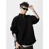 Suéter Americano con Media Cremallera para Hombre Estilo Coreano Holgado Cuello Alto Tejido de Punto Oversize Color Sólido Versátil Jersey