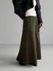 Falda Larga de Punto con Cintura Alta Estilo Paraguas Jiang Zuo Extremadamente Favorecedora Elegante Falda Larga Otoño Elástica Adelgazante Falda Midi Falda de Línea A 8309