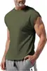 Aliexpress Ropa de Verano Transfronteriza para Hombre Estilo Americano Mult piezas Deportiva Color Sólido Fitness Casual Tops de Cuello Redondo Tendencia al por Mayor