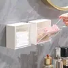 Caja de Almacenamiento de Baño Montada en la Pared con Tapa abatible Caja de Almacenamiento sin Taladrar Algodón Desmaquillante Bastoncillos de Algodón Gomas para el Cabello Organizador de Labiales