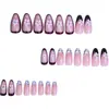 Manicura Portátil Europea y Americana Transfronteriza de 24 Piezas Uñas Portátiles Simples y de Moda Otoño e Invierno Flor Francesa Almendra Larga Uñas Portátiles Venta al por Mayor