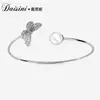 Pulseira Pequena Borboleta Fresca Adota Elementos Swarovski Pulseira de Cristal Claro Moda Feminina Pulseira Aberta