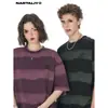 Camisas de Manga Corta Rayadas Tie-Dye para Hombres y Mujeres, Verano Holgadas Estilo Retro Americano de Media Manga para Parejas, Marcas de Moda