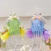 Vestido Pet Pintura a Óleo Dopamina Tule Saia Bufante Lolita Verão Cachorro Pequeno Roupa para Pet Vestido Princesa Yorkshire