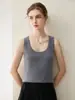 Camisola de punto 100% cachemir puro, suave y delicada para mujer, suéter interior sin mangas con diseño de canalé, corte ajustado y camiseta base adelgazante