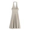 Aliexpress Transfronterizo Ropa Europea y Americana al por Mayor 2025 Principios de Primavera Nuevo Vestido Halter con Cinturón