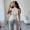 2026 Verano Europeo y Americano Amazon Sitio Independiente Elegante Lunares Sexy Halter Espalda Descubierta Ajustado Top