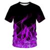 Estilo da moda de verão de 2020 Camiseta masculina Chama estampa digital 3D manga curta venda direta da fábrica
