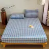 2026 Nuevo Algodón Puro Hilo Teñido Algodón Lavado Artículo Individual Sábana Ajustable Sábana Ajustable Individual Funda de Almohada Juego de Tres Piezas