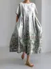 Amazon Transfronterizo 2026 Verano Nuevo Talla Europea Mujer Holgado Cuello Redondo Moderno Gama Alta Manga Corta Vestido Estampado