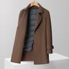 Moderna Chaqueta de Lana de Doble Cara para Negocios para Hombres en Otoño e Invierno Estilo Nuevo 85 Plumón de Ganso Forro Desmontable Chaqueta de Lana de Longitud Media