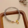 Pulseira de Ágata Cinza Natural Feminina Design Exquisito Senso de Estilo Marca da Sorte Pingente Corda Original Elaine com Contas Joias de Luxo Leve