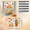 Pegatinas Estáticas de Animales de Dibujos Animados de Otoño para Vidrio, Sin Pegamento y Removibles, Pegatinas para Ventana de Calabaza y Hoja de Arce, Decoraciones de Ventana para Acción de Gracias
